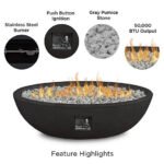 Real Flame 48.25 in. x 28.25 in. Riverside Oval Propane Gas Fire Bowl, Shale - Image 5