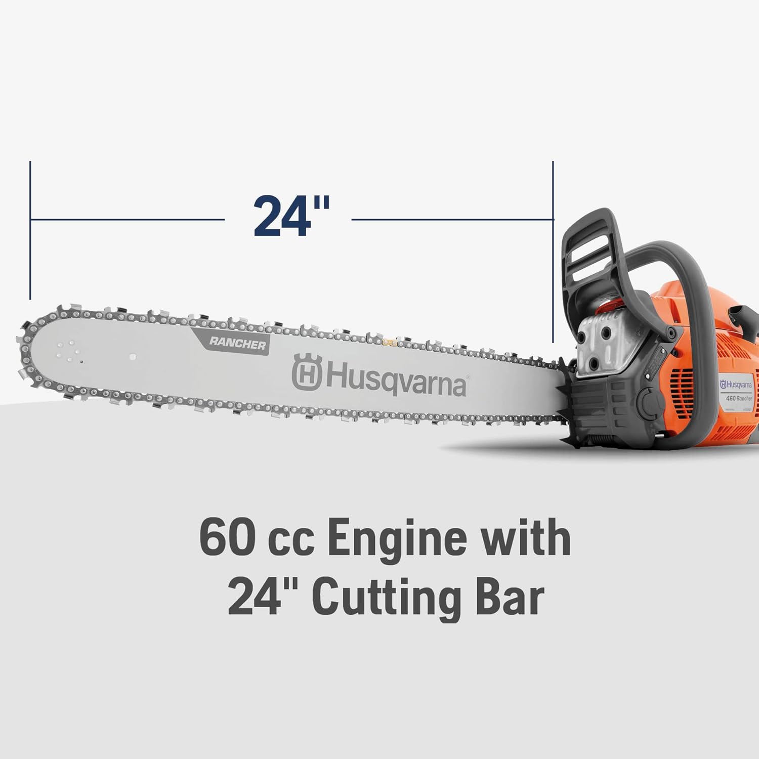 Husqvarna 460 Rancher Gas Chainsaw 24″ 60.3cc 3.6HP, Auto Oil Pump - Image 2