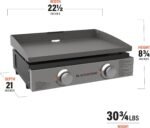 Blackstone 22″ Portable Tabletop Griddle – Dual Burner Flat Top Grill, 24,000 BTU Propane with Stainless Steel Faceplate & Rear Grease System - Image 3