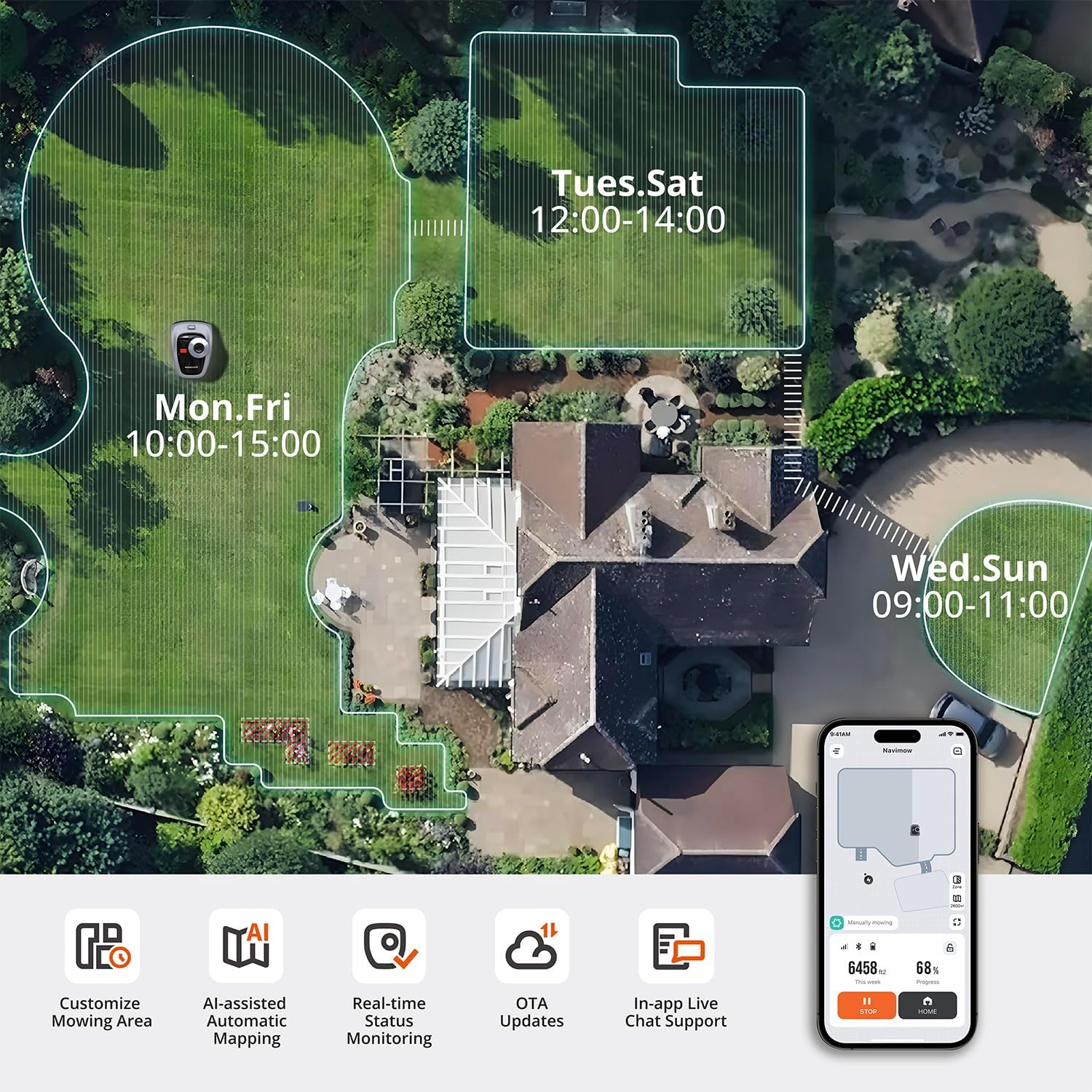 Segway Navimow i105N Robot Lawn Mower, AI Mapping, Perimeter Wire-Free, App Control - Image 12