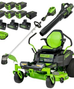 60V 42″ Cordless Battery CrossoverZ Zero Turn Riding Lawn Mower 3-Tool Combo Kit w/ (6) 8Ah Batteries, One(1) 2.5Ah Battery & Four (4) Chargers