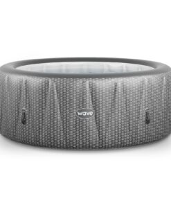 Wave Atlantic 6-Person Inflatable Hot Tub | Integrated Eco Heater | 130 Aquajet Massage System | Anti-Freeze Protection | Quick 15-Minute Setup | Gray Rattan